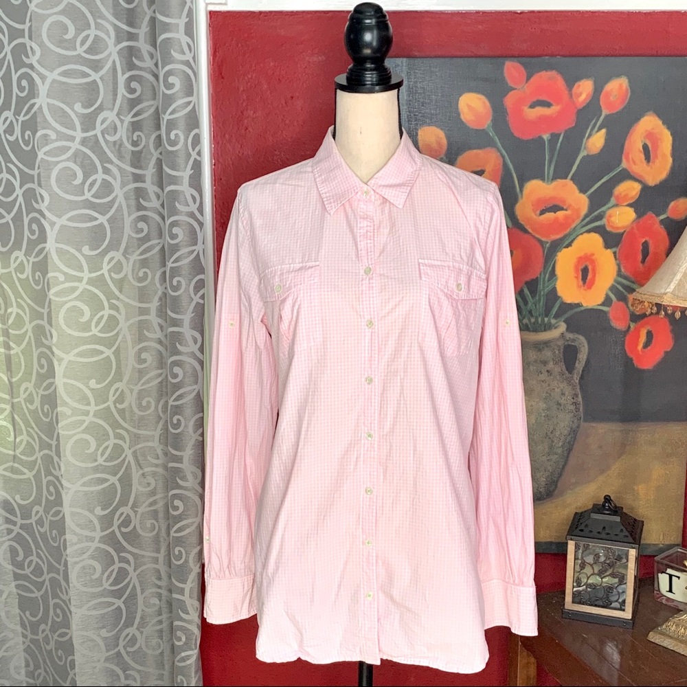 Lilly Pulitzer Resort Pink Checkered Button Top
